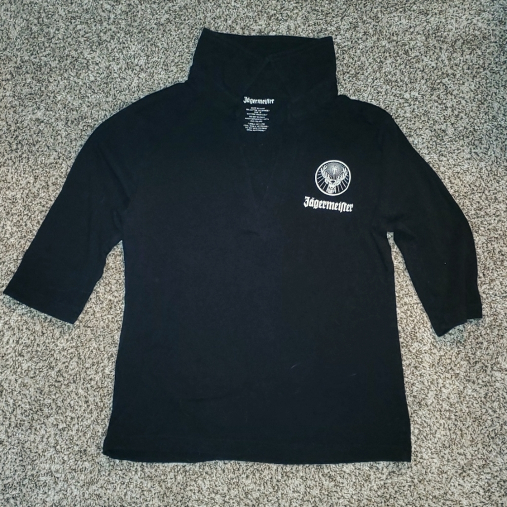 Genuine Jagermeister Women Polo Shirt 3/4 Sleeve Collar Blouse Medium